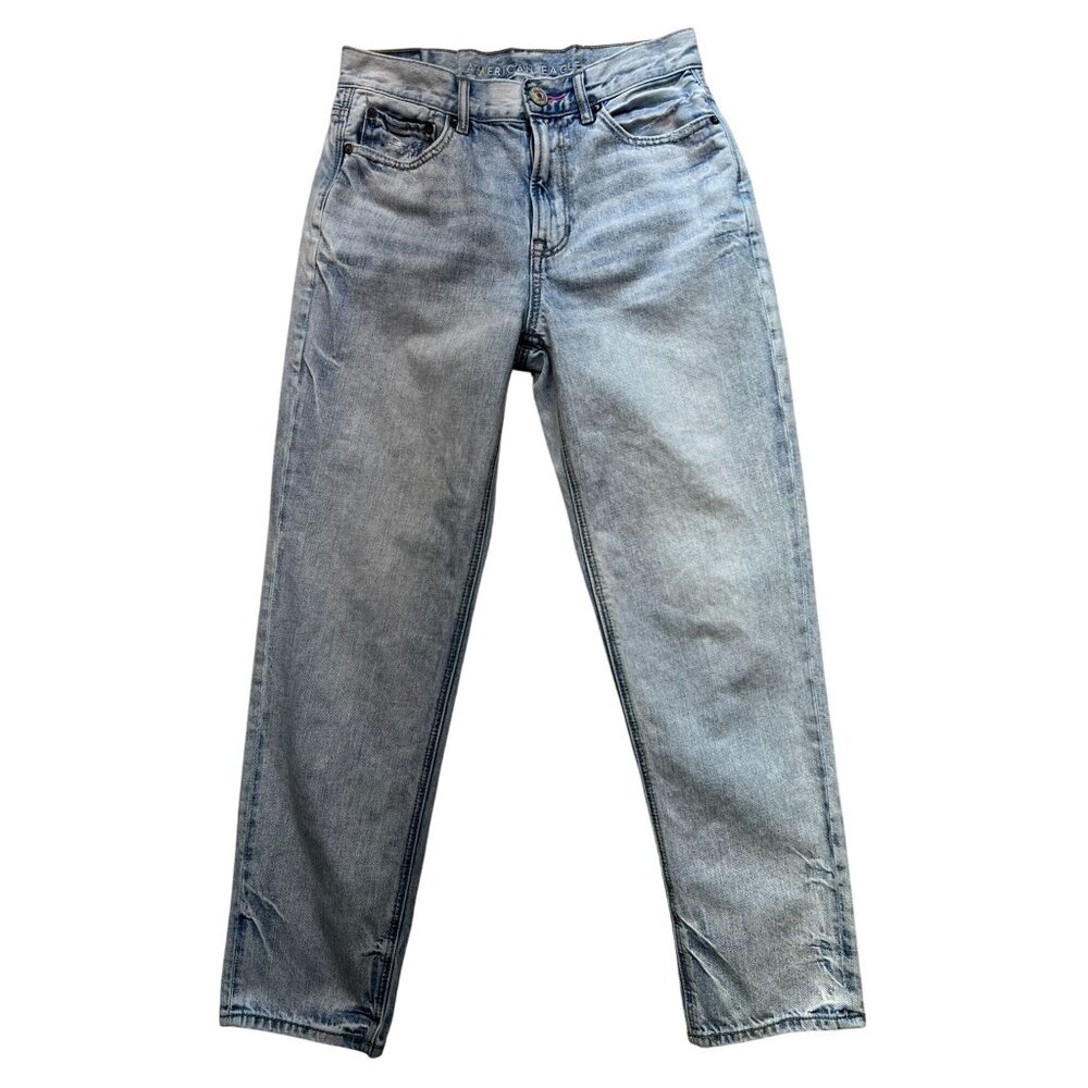 American Eagle Womens Straight Jeans Size 0 Blue Denim Light Wash Denim Casual